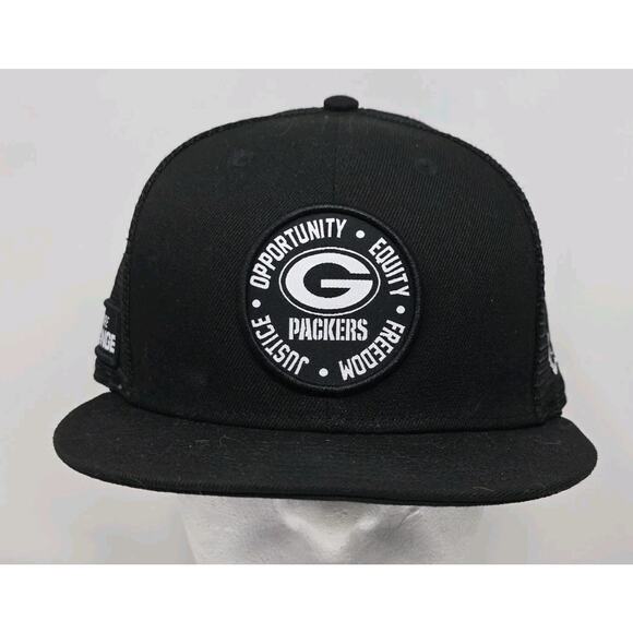 Green Bay Packers New Era Black 2022 Inspire Change Trucker 9FIFTY Hat Cap NFL - Picture 1 of 12